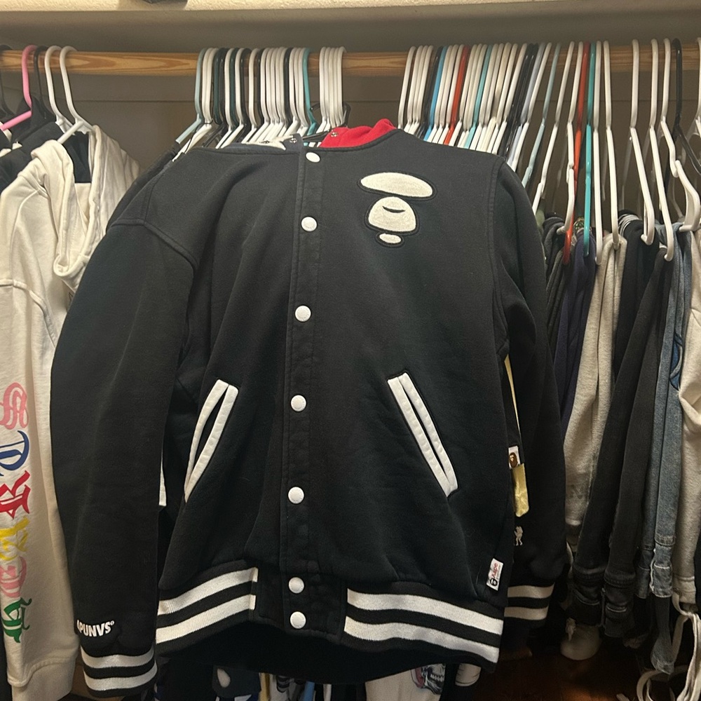 Black and White Varsity Jacket Bape jacket - Picture 1 of 5